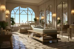 the atmosphere inside the spa room is luxurious AI Generative photo