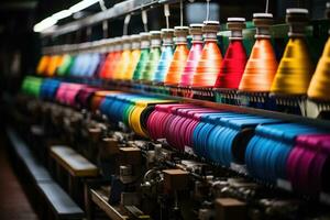 photo of inside textile factory line production view AI Generative