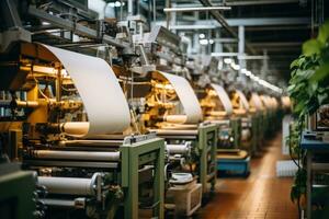 photo of inside textile factory line production view AI Generative