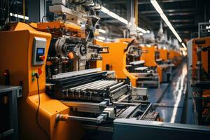 photo of inside textile factory line production view AI Generative