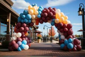 Balloon garland gate with arch Aspire to award professional advertising photography AI Generated photo