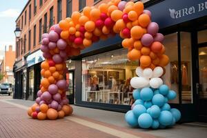 globo guirnalda portón con arco aspirar a premio profesional publicidad fotografía ai generado foto