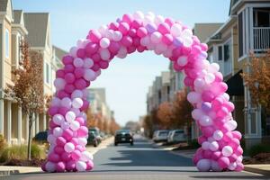 Balloon garland gate with arch Aspire to award professional advertising photography AI Generated photo