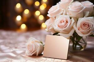 greeting card with candle and flower decoration professional advertising photography AI Generated photo