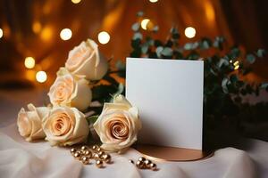 greeting card with candle and flower decoration professional advertising photography AI Generated photo