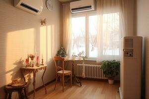 corner of the house where the room heating machine is located professional advertising photography AI Generated photo