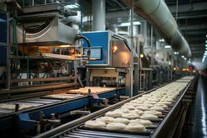 photo of inside food factory line production view AI Generated