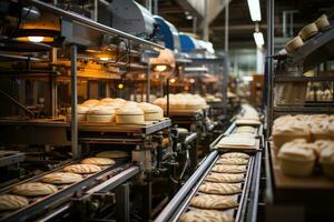 foto de dentro comida fábrica línea producción ver ai generado