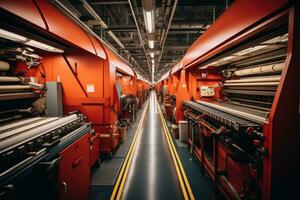 photo of inside textile factory line production view AI Generated