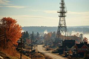 Communication Tower visible from afar professional advertising photography AI Generated photo