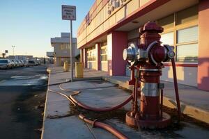 corner of the building where the hose reel hydrant is located professional advertising photography AI Generated photo