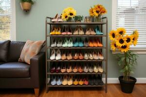 corner of the house where the shoe rack is located professional advertising photography AI Generated photo