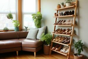 corner of the house where the shoe rack is located professional advertising photography AI Generated photo