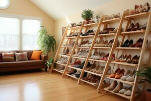 corner of the house where the shoe rack is located professional advertising photography AI Generated photo