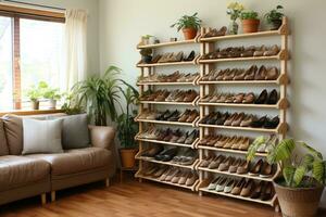 corner of the house where the shoe rack is located professional advertising photography AI Generated photo