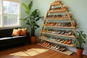 corner of the house where the shoe rack is located professional advertising photography AI Generated photo