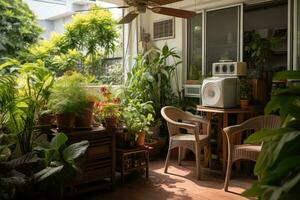 corner of the house where the standing fan is located professional advertising photography AI Generated photo