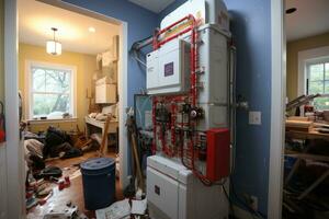 corner of the house where the water heater is located professional advertising photography AI Generated photo