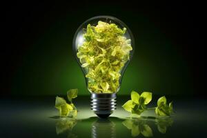 light bulbs and plant seeds symbolize a green energy ecosystem professional advertising photography AI Generated photo