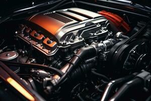 inside modern car hood engine professional advertising photography AI Generated photo