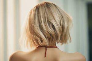 women bob hairstyle look from back professional advertising photography AI Generated photo