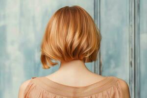 women bob hairstyle look from back professional advertising photography AI Generated photo