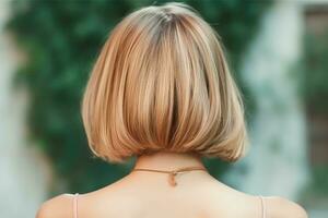 women bob hairstyle look from back professional advertising photography AI Generated photo