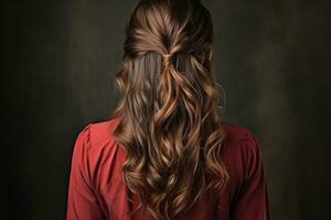 women braid hairstyle look from back professional advertising photography AI Generated photo