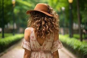 women curly hairstyle look from back professional advertising photography AI Generated photo
