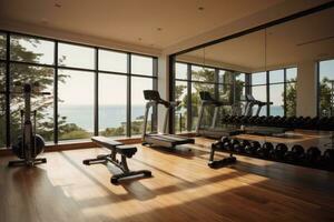 gym at home inspiration design professional advertising photography AI Generated photo