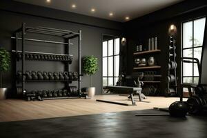 gym at home inspiration design professional advertising photography AI Generated photo