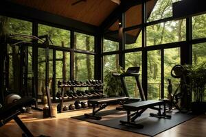 gym at home inspiration design professional advertising photography AI Generated photo