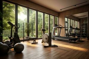 gym at home inspiration design professional advertising photography AI Generated photo