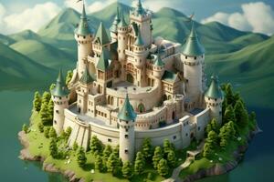 tiny cute isometric castle soft smooth lighting AI Generated photo