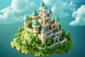 tiny cute isometric castle soft smooth lighting AI Generated photo