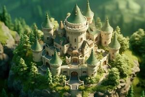 tiny cute isometric castle soft smooth lighting AI Generated photo