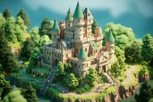 tiny cute isometric castle soft smooth lighting AI Generated photo