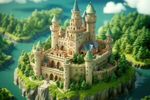 tiny cute isometric castle soft smooth lighting AI Generated photo