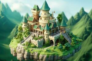 tiny cute isometric castle soft smooth lighting AI Generated photo