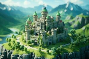 tiny cute isometric castle soft smooth lighting AI Generated photo