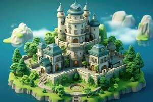 tiny cute isometric castle soft smooth lighting AI Generated photo