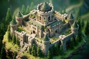 tiny cute isometric castle soft smooth lighting AI Generated photo