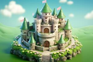 tiny cute isometric castle soft smooth lighting AI Generated photo