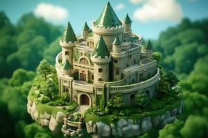 tiny cute isometric castle soft smooth lighting AI Generated photo