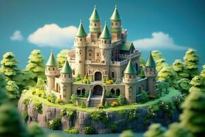 tiny cute isometric castle soft smooth lighting AI Generated photo