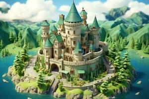 tiny cute isometric castle soft smooth lighting AI Generated photo