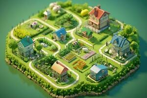 tiny cute isometric farm soft smooth lighting AI Generated photo