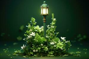 tiny cute isometric garden lamp post soft smooth lighting AI Generated photo