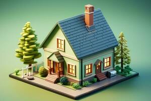 tiny cute isometric house soft smooth lighting AI Generated photo