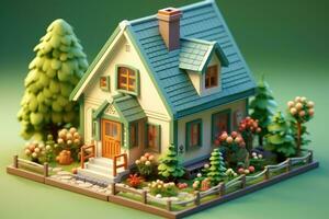 tiny cute isometric house soft smooth lighting AI Generated photo